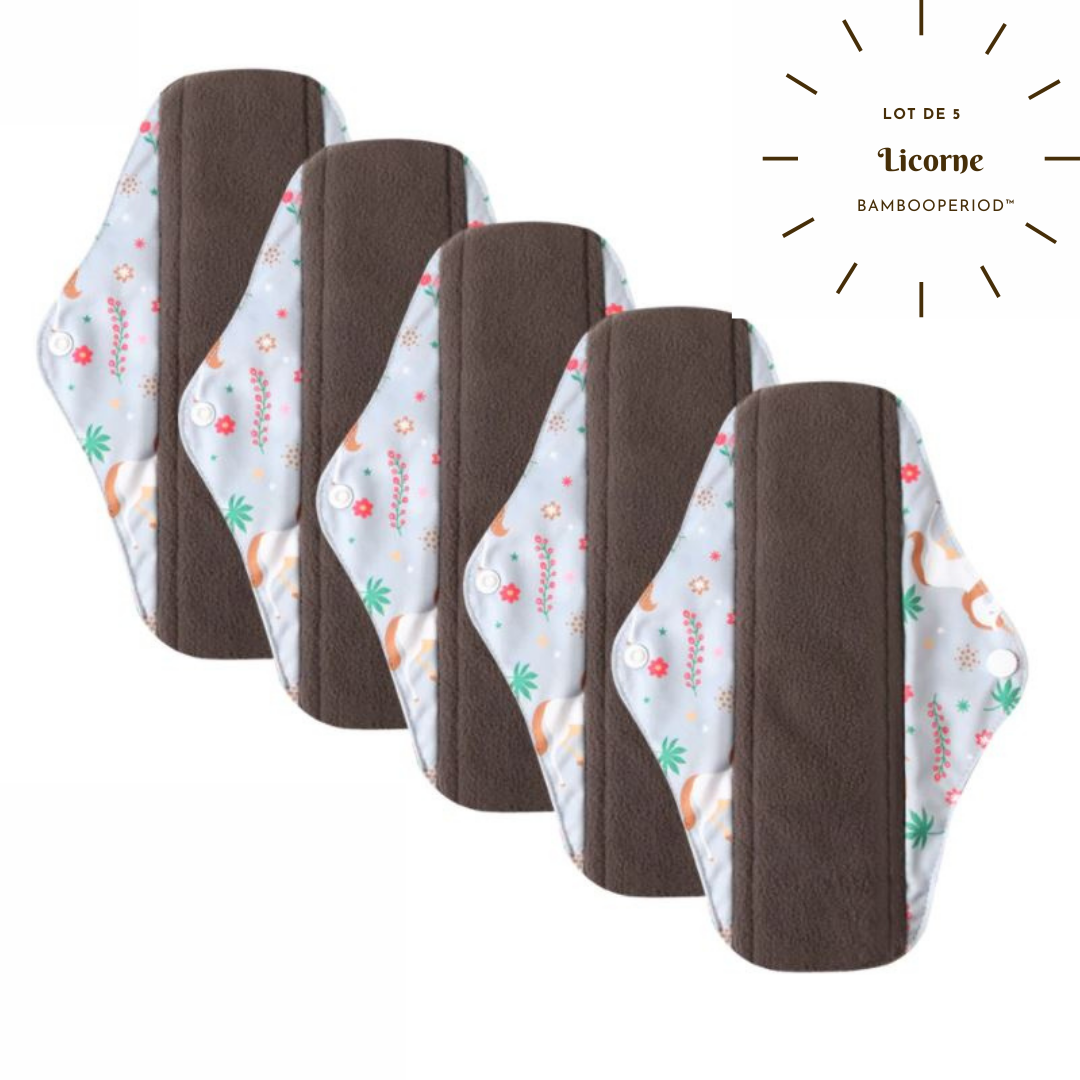 Lot de 5 serviettes hygiéniques lavables "Bambooperiod™"