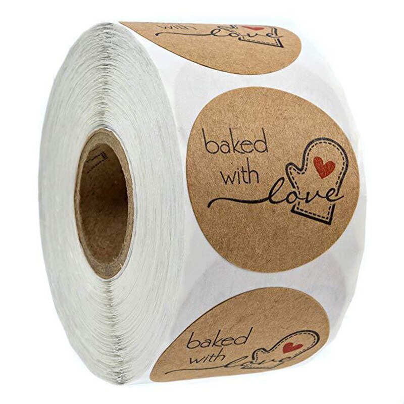 Lot de 500 autocollants "Baked with love"