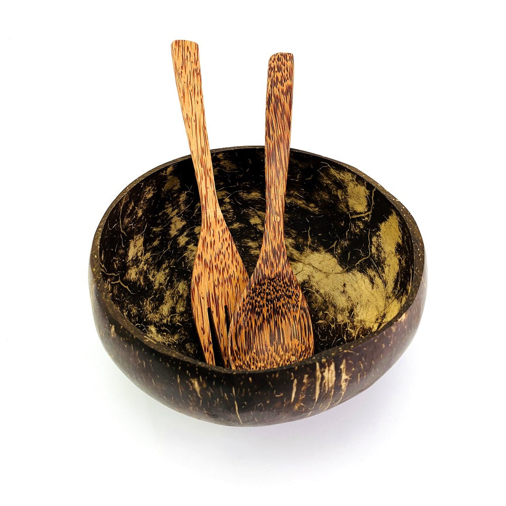 Bol et ustensiles en noix de coco