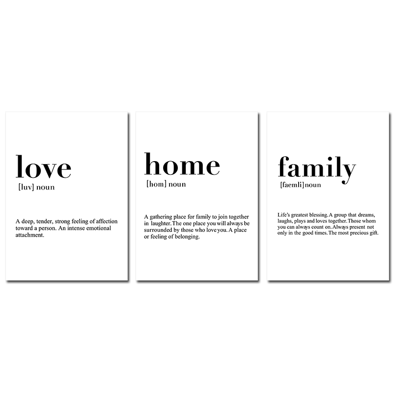 Toile "love, home, family"