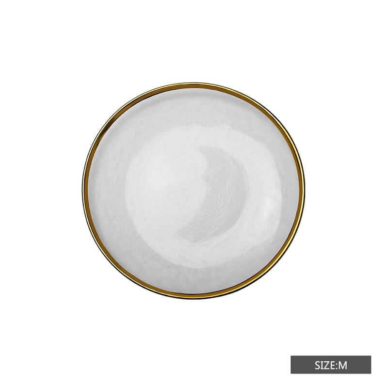 Assiette dorée en verre