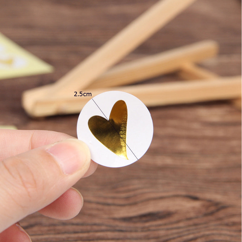 Lot de 160 autocollants, cœur doré