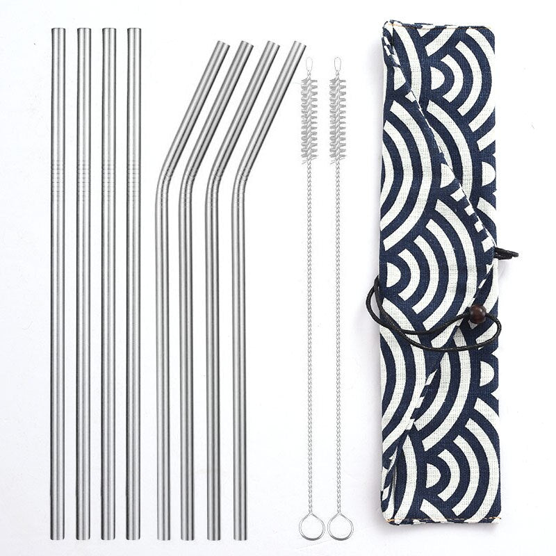 Lot de pailles réutilisables en métal, zéro déchet