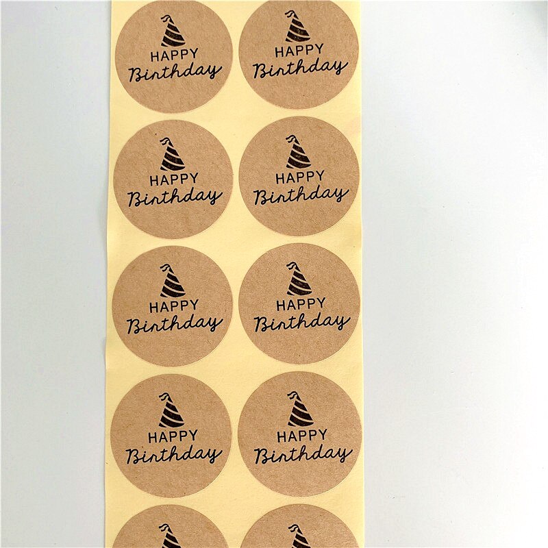 Lot de 100 autocollants "Happy Birthday"