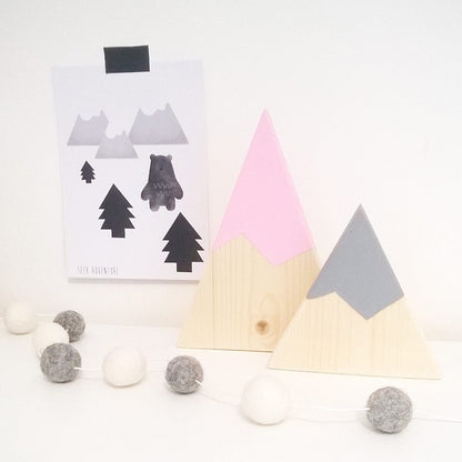 Montagnes en bois, décoration pour chambre d'enfants
