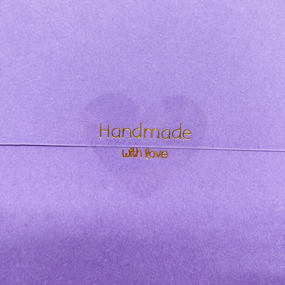 Lot de 100 autocollants transparents, coeur "handmade with love" et "thank you"