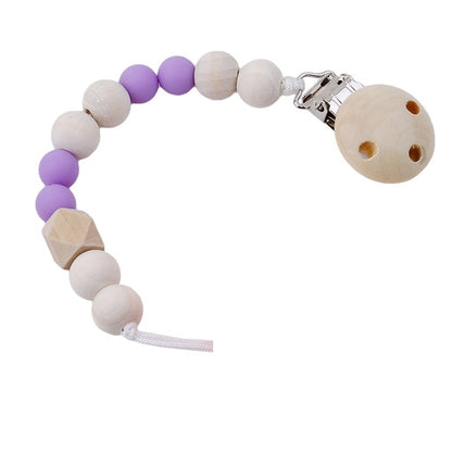 Attache tétine en perles en bois