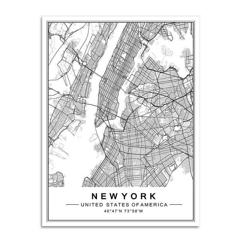 Toile "carte de villes"