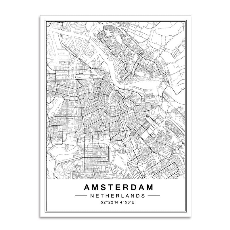 Toile "carte de villes"