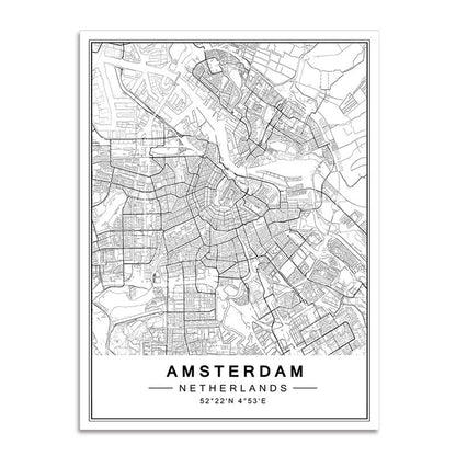 Toile "carte de villes"