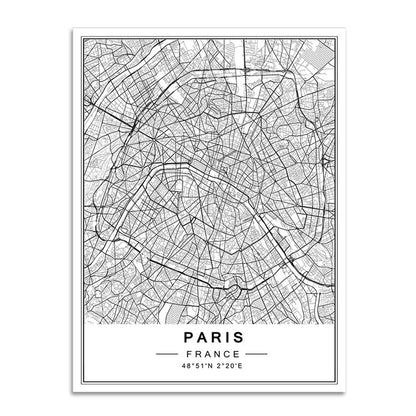 Toile "carte de villes"