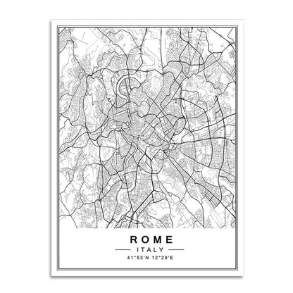 Toile "carte de villes"