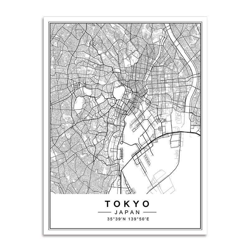 Toile "carte de villes"