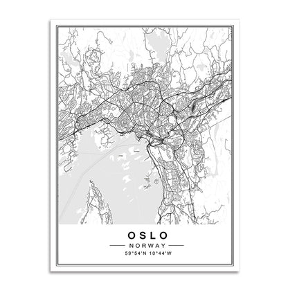 Toile "carte de villes"