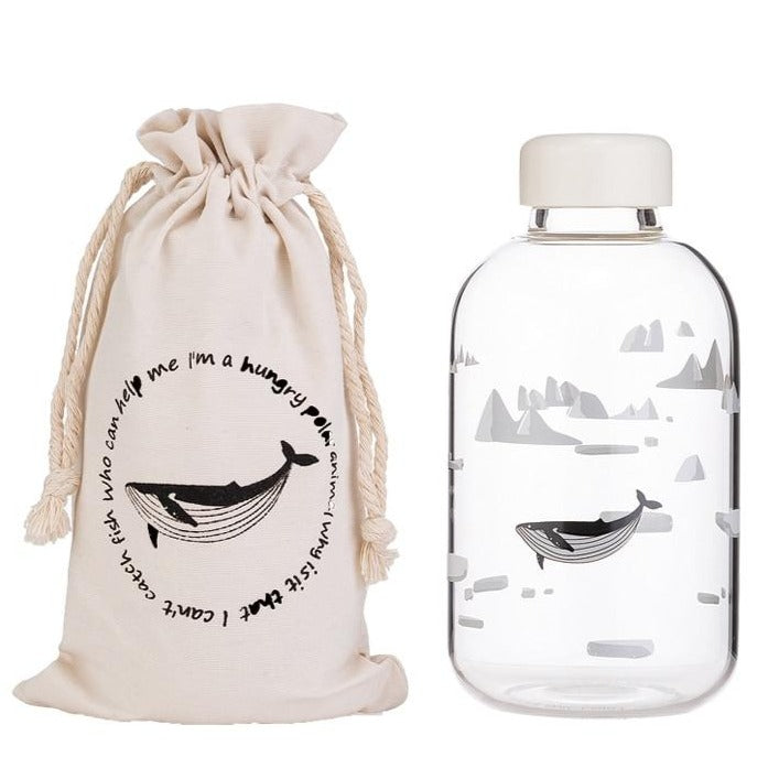 Bouteille en verre "Baleine noire", 600ml